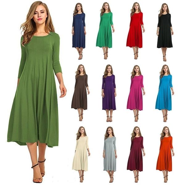 oufisun large size solid 3/4 sleeve women's dress casual spring pleated maxi dresses elegant simple pocket femlae dress vestidos 210309, Black;gray
oufisun large size solid 3/4 sleeve women's dress casual spring pleated maxi dresses elegant simple pocket femlae dress vestidos 210309, Black;gray