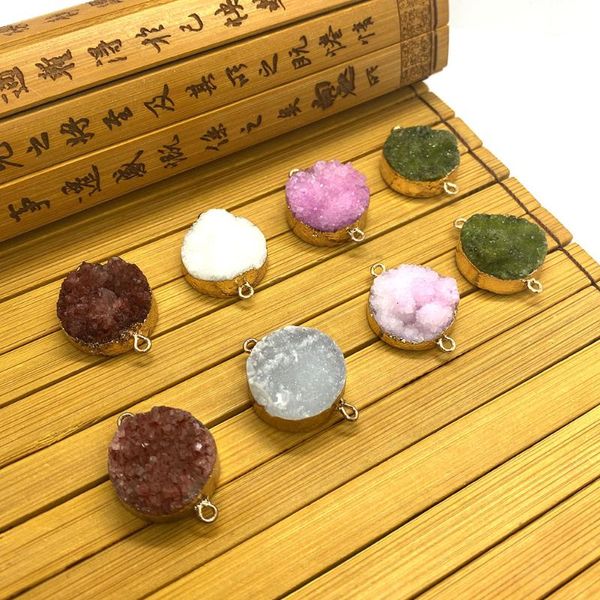 charms natural stone pendant round multi-color crystal edging double hole is suitable for creating fashionable women's jewelry, Bronze;silver
charms natural stone pendant round multi-color crystal edging double hole is suitable for creating fashionable women's jewelry, Bronze;silver