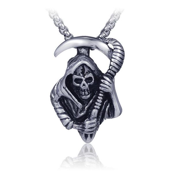 pendant necklaces grim reaper stainless steel necklace for men women gothic punk jewelry kpop hip hop rock party gift, Silver
pendant necklaces grim reaper stainless steel necklace for men women gothic punk jewelry kpop hip hop rock party gift, Silver