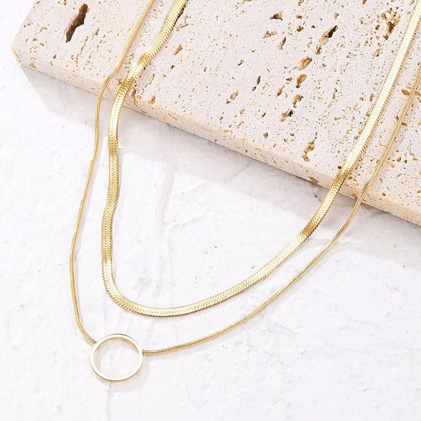 pendant necklaces 2 layers snake chain geometric circle pendants for women trend jewelry 2021 gold metal necklace gift, Silver
pendant necklaces 2 layers snake chain geometric circle pendants for women trend jewelry 2021 gold metal necklace gift, Silver