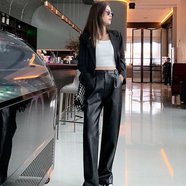 women's pants & capris black faux leather wide leg for womens 2021 autumn winter elastic waist female loose streetwear trousersblack fa, Black;white
women's pants & capris black faux leather wide leg for womens 2021 autumn winter elastic waist female loose streetwear trousersblack fa, Black;white