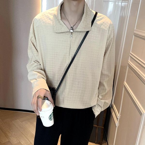 men's casual shirts 2021 autumn long sleeve plaid pullover men light luxury silky drape lapel shirt vintage korean camisa homme, White;black
men's casual shirts 2021 autumn long sleeve plaid pullover men light luxury silky drape lapel shirt vintage korean camisa homme, White;black