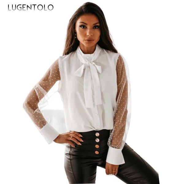 women's blouses & shirts lugentolo lace shirt women large size long sleeve slim splicing perspective single-breasted mesh o-neck, White
women's blouses & shirts lugentolo lace shirt women large size long sleeve slim splicing perspective single-breasted mesh o-neck, White