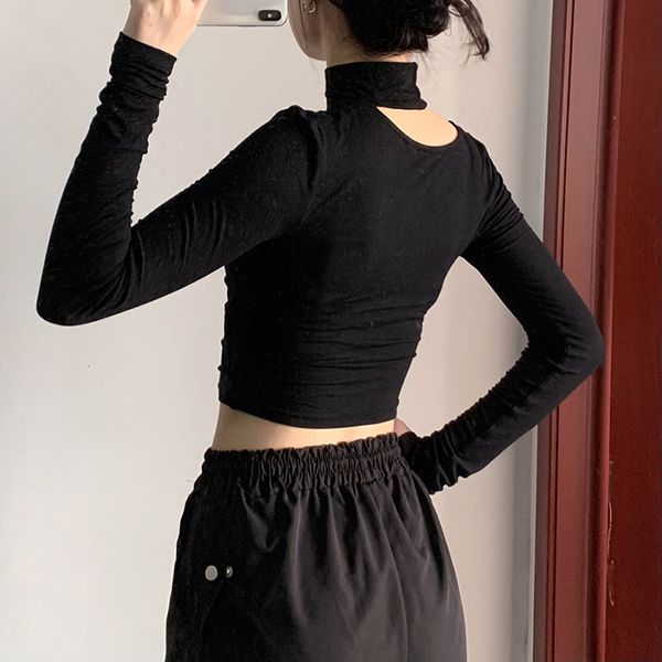 women slim hollow out long sleeve crop gothic solid halter bodycon tshirt autumn fashion party streetwear, White
women slim hollow out long sleeve crop gothic solid halter bodycon tshirt autumn fashion party streetwear, White