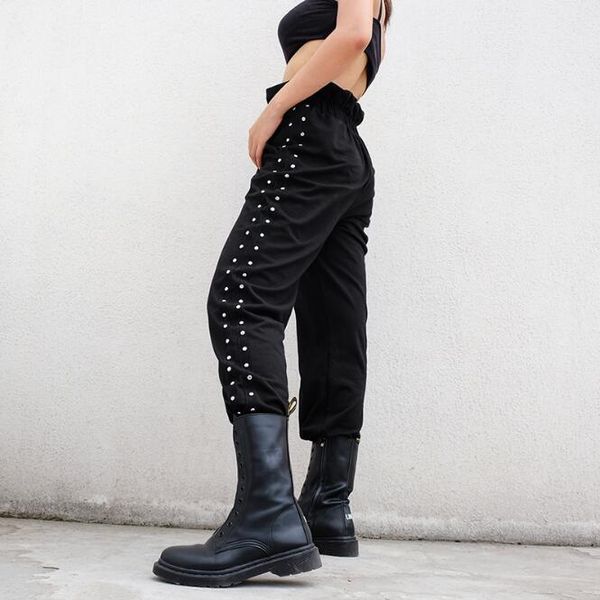 women's pants & capris 2021 side metal rivet high waist bag buckle zipper straight, Black;white
women's pants & capris 2021 side metal rivet high waist bag buckle zipper straight, Black;white