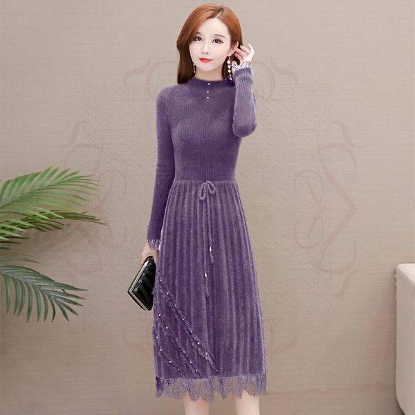 2021 women spring autumn knit sweater pullover new fashion female imitation mink cashmere lace patchwork es vestidos n368hwv2, Black;gray
2021 women spring autumn knit sweater pullover new fashion female imitation mink cashmere lace patchwork es vestidos n368hwv2, Black;gray