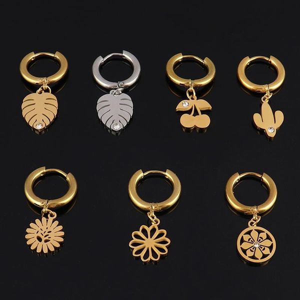 hoop & huggie punk earrings for women stainless steel plant charm flower geometric jewelry, Golden;silver
hoop & huggie punk earrings for women stainless steel plant charm flower geometric jewelry, Golden;silver