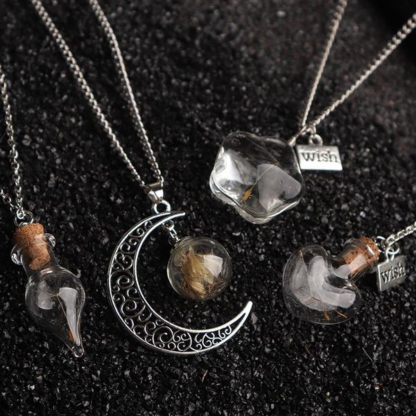 pendant necklaces transparent glass wishing bottle necklace women bohemian natural dandelion seed in long chain g, Silver
pendant necklaces transparent glass wishing bottle necklace women bohemian natural dandelion seed in long chain g, Silver
