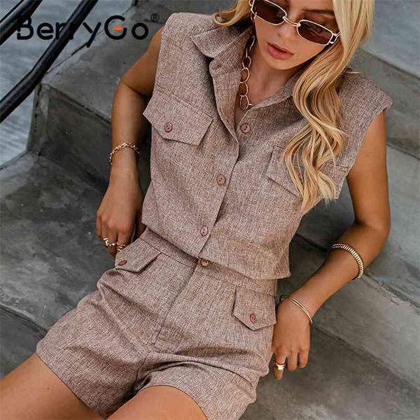 berrygo sleeveles two piece set suit high waist female office summer suits high street causel pocket short suit female 210721, White
berrygo sleeveles two piece set suit high waist female office summer suits high street causel pocket short suit female 210721, White
