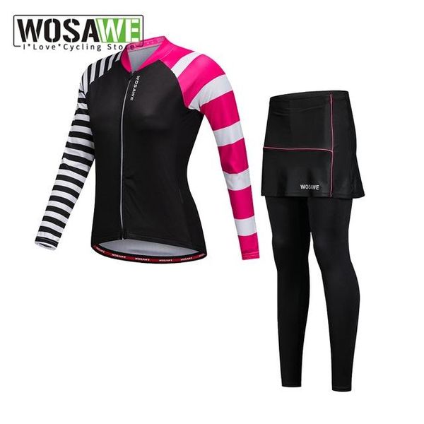 racing sets wosawe spring autumn woman cycling jersey long strips shirt with 3d breathable gel pad maillot pants clothing set, Black;blue
racing sets wosawe spring autumn woman cycling jersey long strips shirt with 3d breathable gel pad maillot pants clothing set, Black;blue