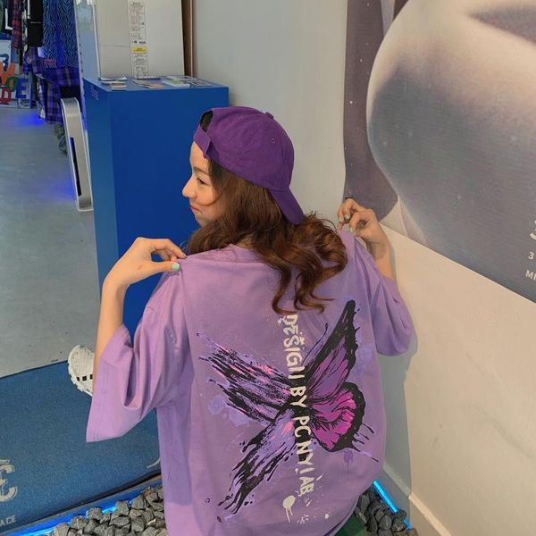 women's t-shirt purple butterfly print women loose ins bf harajuku tshirt 2021 summer fashion oversize t shirt streetwear, White
women's t-shirt purple butterfly print women loose ins bf harajuku tshirt 2021 summer fashion oversize t shirt streetwear, White