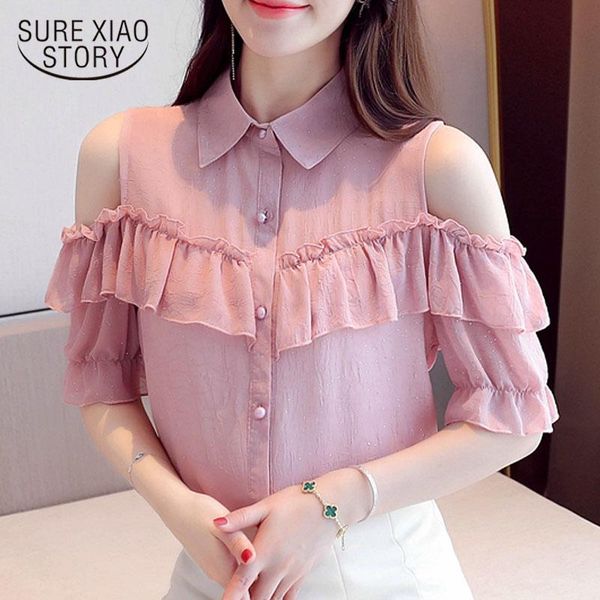 women's blouses & shirts 2021 summer korean loose-fit short sleeve chiffon blouse women sequined ruffles off-shoulder fashion 9614, White
women's blouses & shirts 2021 summer korean loose-fit short sleeve chiffon blouse women sequined ruffles off-shoulder fashion 9614, White