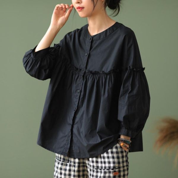 2021 new arrival spring/autumn arts style women loose casual o-neck cotton shirt all-matched long sleeve patchwork blouse a479, White
2021 new arrival spring/autumn arts style women loose casual o-neck cotton shirt all-matched long sleeve patchwork blouse a479, White