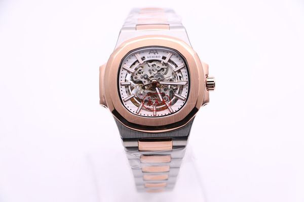brand everose gold two tone skeleton dial aehibo automatic movement men watch glass back hardlex glass stainless steel mens wristwatches, Slivery;brown
brand everose gold two tone skeleton dial aehibo automatic movement men watch glass back hardlex glass stainless steel mens wristwatches, Slivery;brown