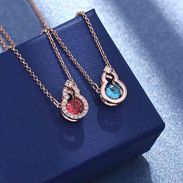 the new swarovski element beating heart gourd necklace female shi family good luck to new year crystal, Silver
the new swarovski element beating heart gourd necklace female shi family good luck to new year crystal, Silver