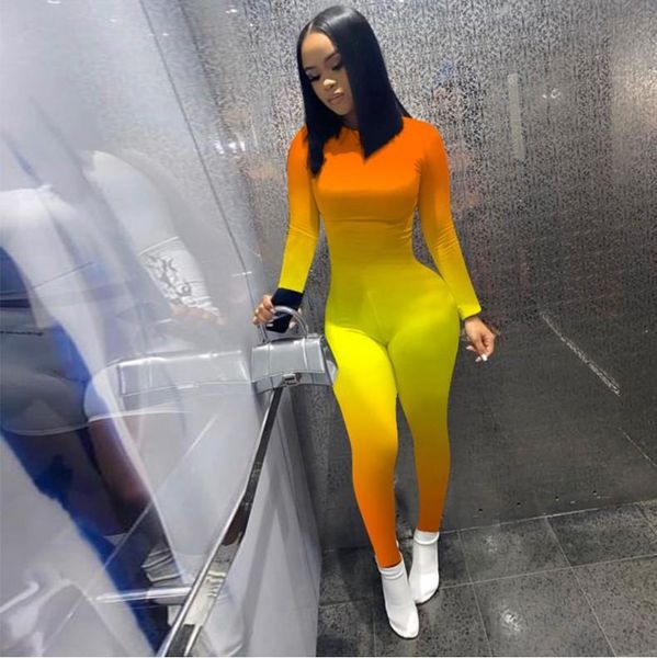 women's tracksuits gradient color printing long-sleeved sports fashion bodysuit party overalls jumpsuit, Gray
women's tracksuits gradient color printing long-sleeved sports fashion bodysuit party overalls jumpsuit, Gray