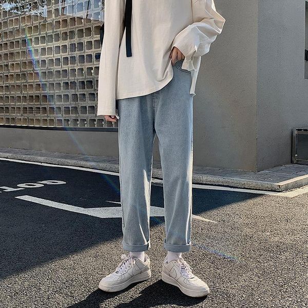 men's jeans mens casual wide leg straight denim pants male cozy breathable loose all-match students streetwear trousers, Blue
men's jeans mens casual wide leg straight denim pants male cozy breathable loose all-match students streetwear trousers, Blue