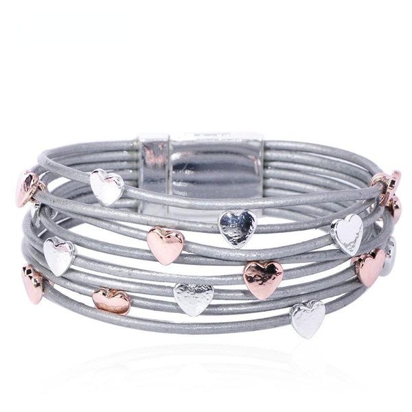 bangle oi arrival multi layer leather heart shape magnet clasp bracelet jewelry for women men child hand party accessories, Black
bangle oi arrival multi layer leather heart shape magnet clasp bracelet jewelry for women men child hand party accessories, Black