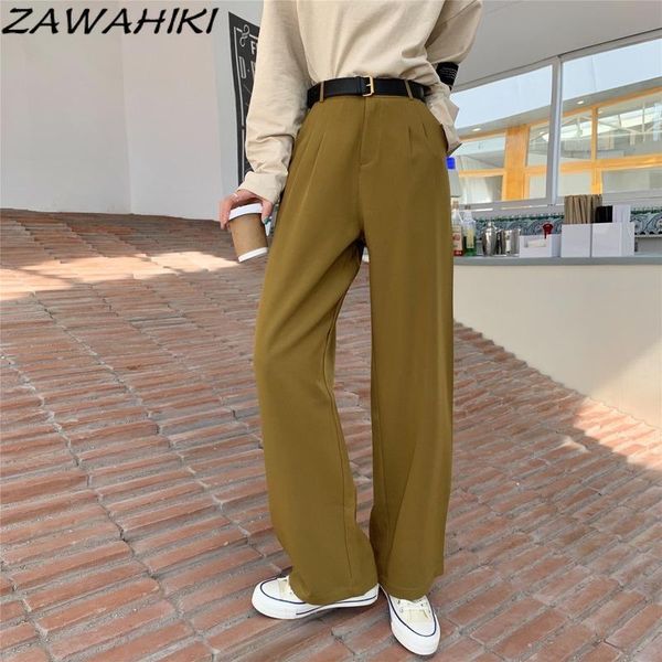 women's pants & capris zawahiki stylish loose solid long female elastic hight waist straight leg women suit 2021 spring trousers, Black;white
women's pants & capris zawahiki stylish loose solid long female elastic hight waist straight leg women suit 2021 spring trousers, Black;white