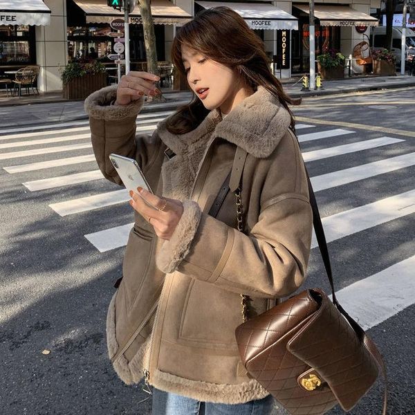 women's fur & faux women 2021 winter shearling fake leather jackets female thick warm suede lambs motorcycle jacket ladies casual coats, Black
women's fur & faux women 2021 winter shearling fake leather jackets female thick warm suede lambs motorcycle jacket ladies casual coats, Black