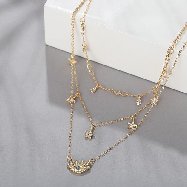 pendant necklaces bohemian rhinestone evil eyes geometric water drop star for women female multilayer gold chain jewelry, Silver
pendant necklaces bohemian rhinestone evil eyes geometric water drop star for women female multilayer gold chain jewelry, Silver