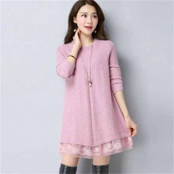 women's sweaters fall/winter lace stitching sweater dress solid color loose long-sleeved pullovers plus size female knit h1478, White;black
women's sweaters fall/winter lace stitching sweater dress solid color loose long-sleeved pullovers plus size female knit h1478, White;black