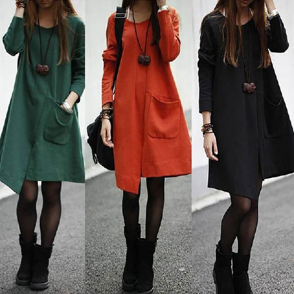 casual dresses asymmetrical full sleeved autumn winter pockets dress cotton solid women, Black;gray
casual dresses asymmetrical full sleeved autumn winter pockets dress cotton solid women, Black;gray