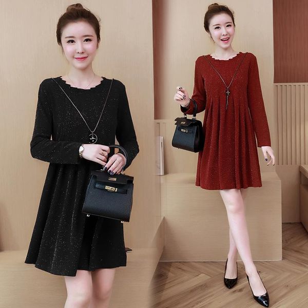 casual dresses 2021 winter fat mm medium length dress black loose show thin velvet long sleeve vintage women's bottomed, Black;gray
casual dresses 2021 winter fat mm medium length dress black loose show thin velvet long sleeve vintage women's bottomed, Black;gray