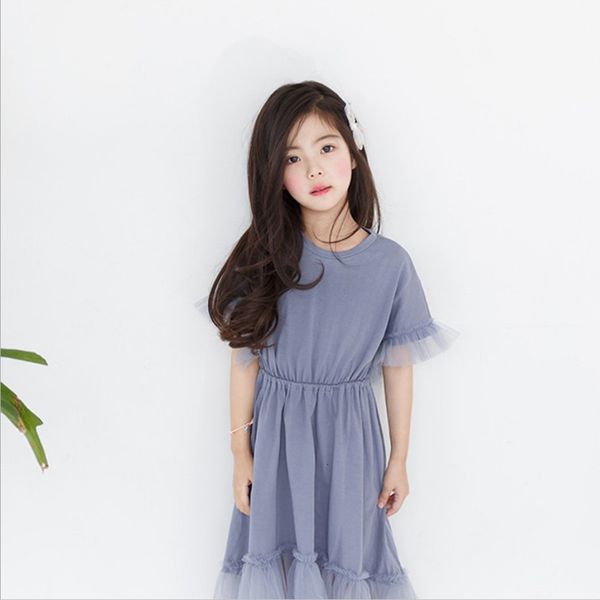 2021 new girls children lace mesh patchwork es fashion teenager girl collect waist cotton tulle ruffle mermaid summer 2k8e, Red;yellow