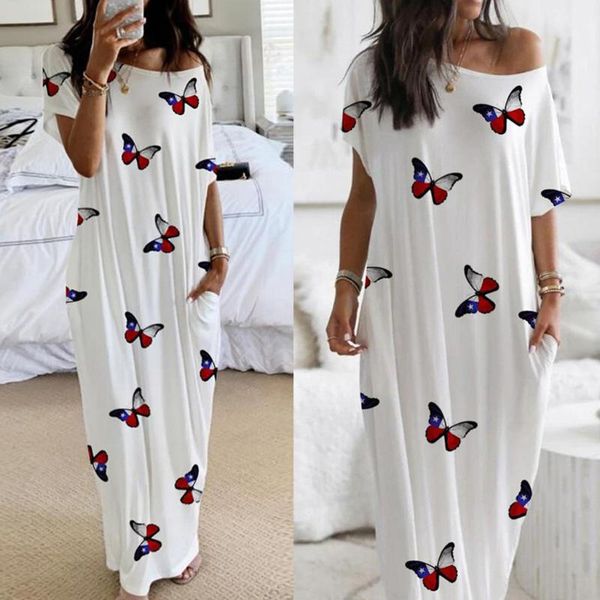 party dresses 2021 women's daily short sleeve dress butterfly print casual inclined shoulder maxi elegant comfy, White;black
party dresses 2021 women's daily short sleeve dress butterfly print casual inclined shoulder maxi elegant comfy, White;black