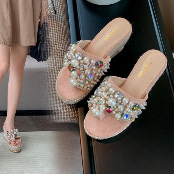 slippers string bead women summer female shoes on a wedge luxury slides low heeled mules platform 2021 designer high rome rubber, Black
slippers string bead women summer female shoes on a wedge luxury slides low heeled mules platform 2021 designer high rome rubber, Black