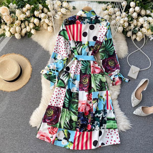 spring fashion floral stripe middle impression of calf flare long sleeve female shirt single-breasted ribbons dressed as holiday clothing y8, White
spring fashion floral stripe middle impression of calf flare long sleeve female shirt single-breasted ribbons dressed as holiday clothing y8, White