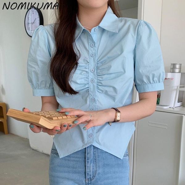 women's blouses & shirts nomikuma chic folds irregular short korean puff sleve turn-down collar summer blusas mujer 2021 6j762, White
women's blouses & shirts nomikuma chic folds irregular short korean puff sleve turn-down collar summer blusas mujer 2021 6j762, White