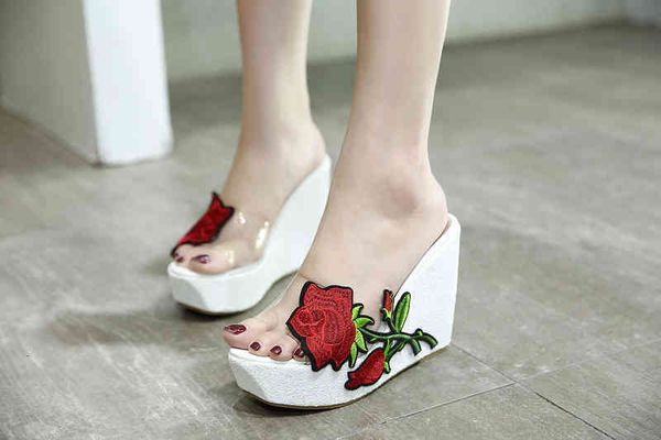 wedge summer women sandals thick-bottomed slope with round head designer slippers embroidery flower high heel sandal casual shoes size 40, Black
wedge summer women sandals thick-bottomed slope with round head designer slippers embroidery flower high heel sandal casual shoes size 40, Black