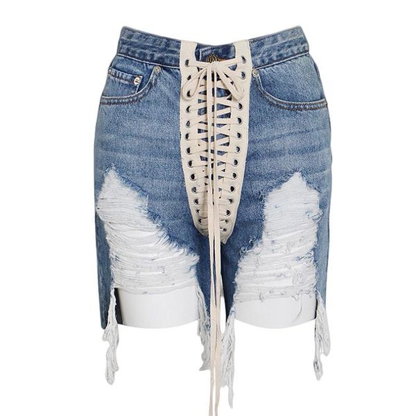 women's shorts spring and autumn fashion patchwork cross-belt denim high waist edge retro ripped tassel street women, White;black
women's shorts spring and autumn fashion patchwork cross-belt denim high waist edge retro ripped tassel street women, White;black