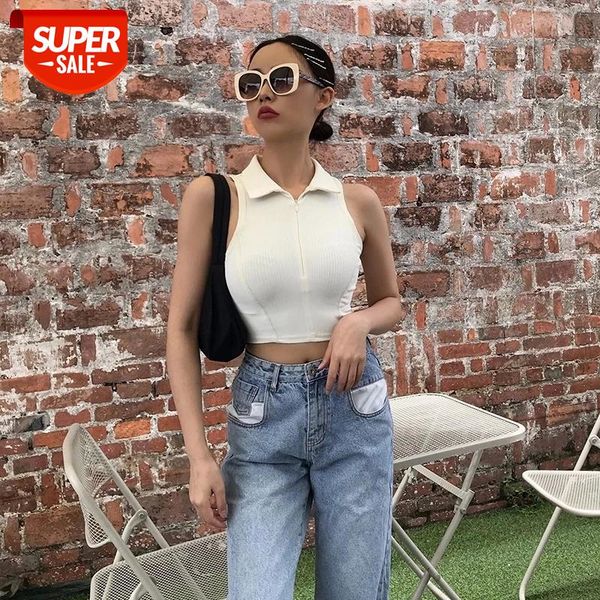 turn-down collar front zipper tank women sleeveless slim elastic crop knitted cotton lady summer casual #jf61, White
turn-down collar front zipper tank women sleeveless slim elastic crop knitted cotton lady summer casual #jf61, White