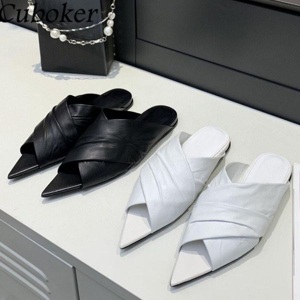 slippers pointed toe women flat summer brand designer cross tied slides personality runway causal mujer, Black
slippers pointed toe women flat summer brand designer cross tied slides personality runway causal mujer, Black