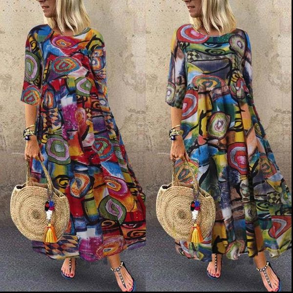 2021 autumn summer dress women vintage vestidos 2021 pleated printed long maxi dresses tunic plus size femme 3 4 sleeve, Black;gray
2021 autumn summer dress women vintage vestidos 2021 pleated printed long maxi dresses tunic plus size femme 3 4 sleeve, Black;gray