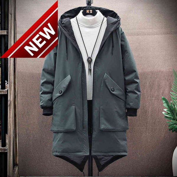 2021 winter male jacket man hooded s coat warm kpop long parka overcoat white duck men's down parkas outwear, Black 
2021 winter male jacket man hooded s coat warm kpop long parka overcoat white duck men's down parkas outwear, Black