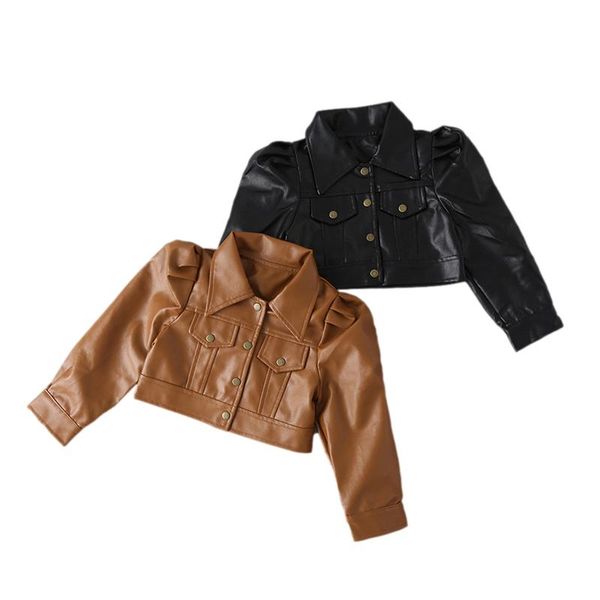 jackets pudcoco 2-7years coat infant kids baby girl casual long sleeve jacket fashion solid lapel single-breasted pu leather outwear, Blue;gray 
jackets pudcoco 2-7years coat infant kids baby girl casual long sleeve jacket fashion solid lapel single-breasted pu leather outwear, Blue;gray