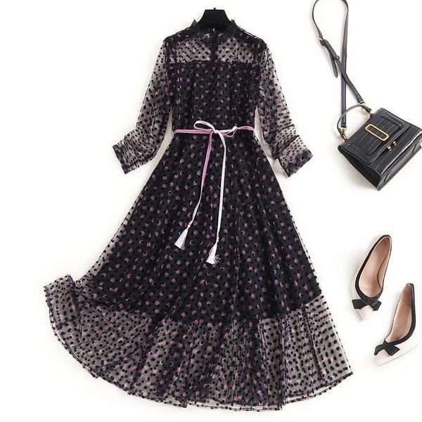 casual dresses dress women 2021 early autumn fashion polka dot mesh medium-length round neck a- line belt vestido 15079, Black;gray
casual dresses dress women 2021 early autumn fashion polka dot mesh medium-length round neck a- line belt vestido 15079, Black;gray