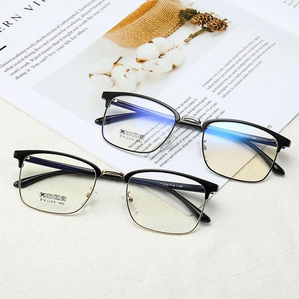 fashion sunglasses frames hervi 2021 plastic titanium half-frame reading glasses frame men classic flat mirror and women, Black
