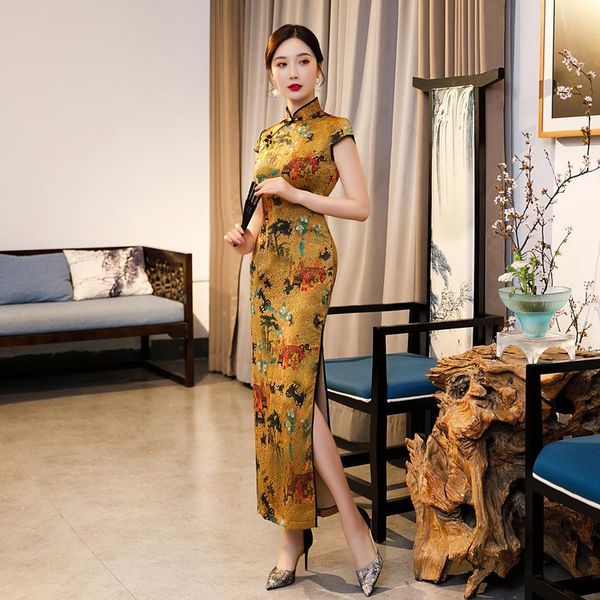 ethnic clothing satin slim traditional chinese dresses floral printed classic short sleeve qipao mandarin collar women cheongsam party, Red
ethnic clothing satin slim traditional chinese dresses floral printed classic short sleeve qipao mandarin collar women cheongsam party, Red