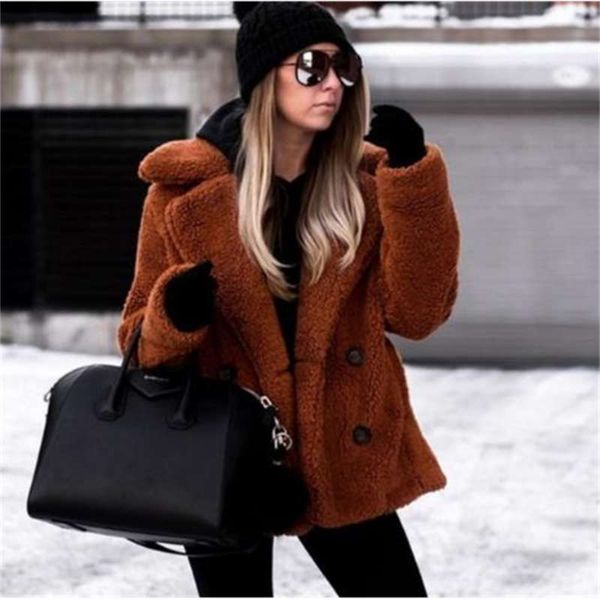 winter thick warm teddy coat woman lapel long sleeve fluffy hairy fake fur jackets female button pockets plus size overcoat 210928, Black
winter thick warm teddy coat woman lapel long sleeve fluffy hairy fake fur jackets female button pockets plus size overcoat 210928, Black