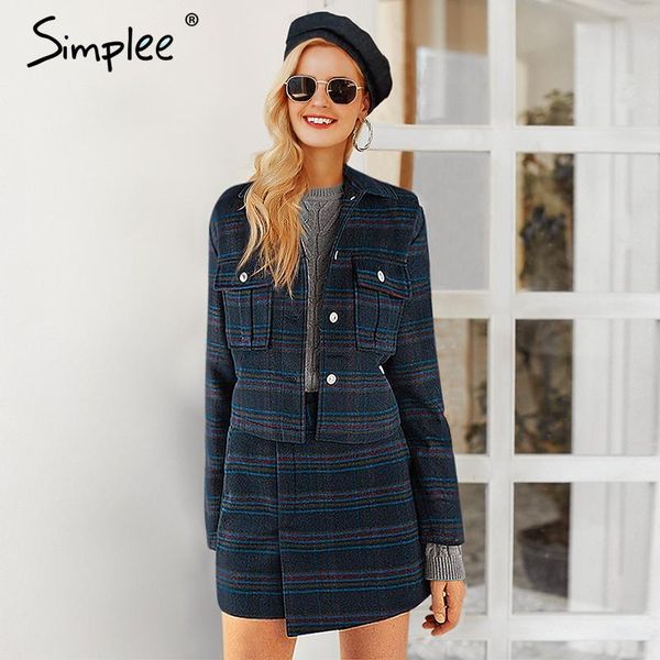 women's jackets simplee fashion pocket women coat winter 2021 plaid jacket suits female vintage button 2 pieces skirt suit set autumn, Black;brown
women's jackets simplee fashion pocket women coat winter 2021 plaid jacket suits female vintage button 2 pieces skirt suit set autumn, Black;brown