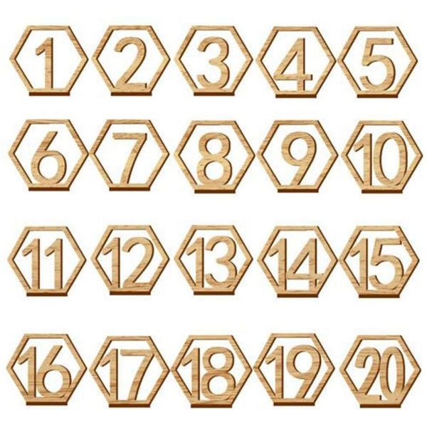 party decoration wooden wedding table numbers 1-20 hexagon shape with holder base perfect for reception events coffees
party decoration wooden wedding table numbers 1-20 hexagon shape with holder base perfect for reception events coffees