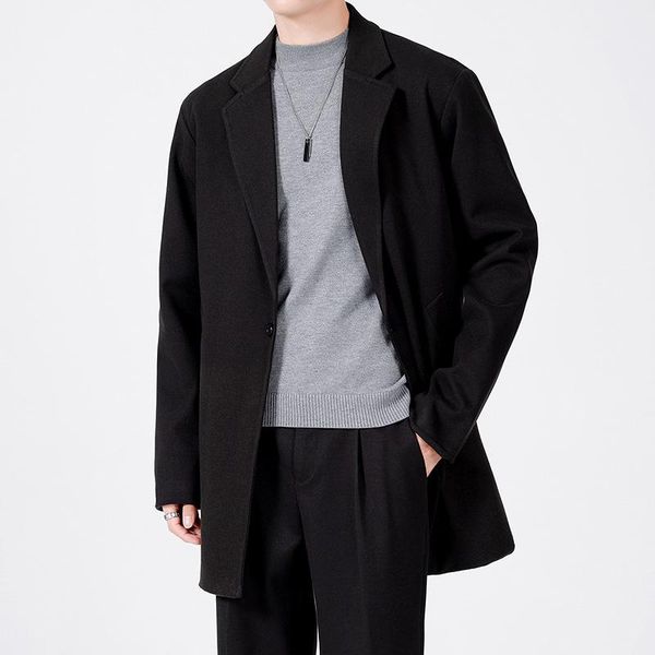 men's wool & blends 2021 autumn and winter solid color youth woolen coat jacket casual loose korean black mid-length section clothes
men's wool & blends 2021 autumn and winter solid color youth woolen coat jacket casual loose korean black mid-length section clothes