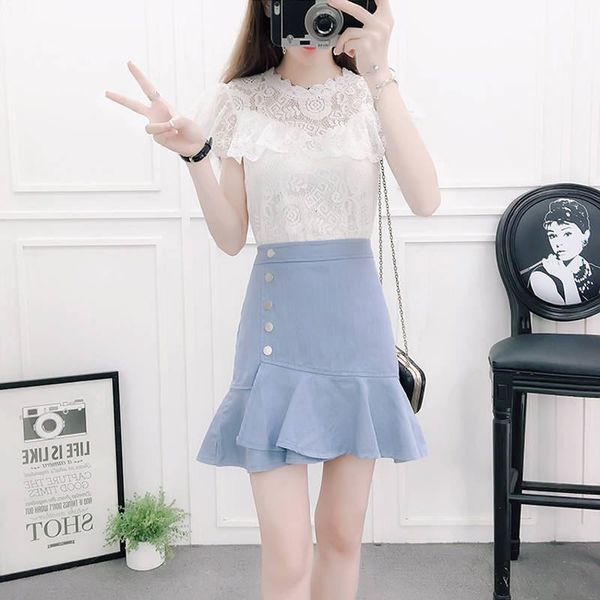 2021 new summer fashion women sweet style 2 piece set female lace + mermaid skirts suit outfits lady elegant slim clothing sets 4689er, Black;gray
2021 new summer fashion women sweet style 2 piece set female lace + mermaid skirts suit outfits lady elegant slim clothing sets 4689er, Black;gray