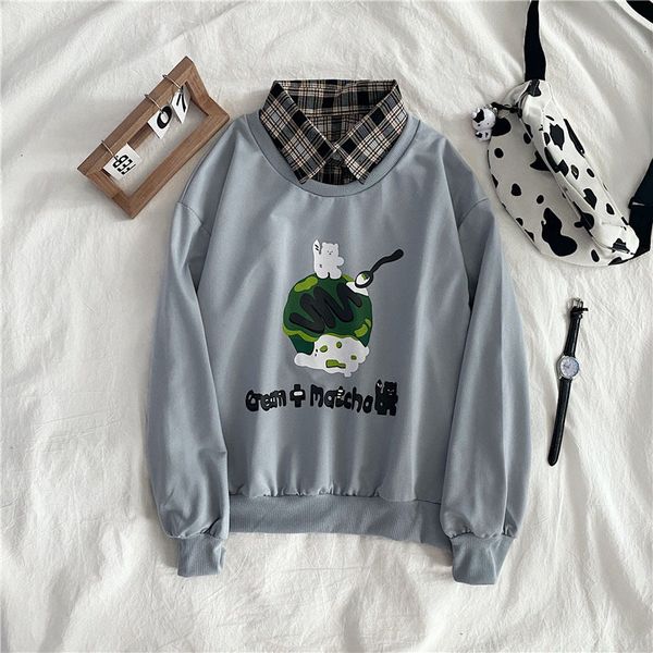 casual 2nd all women's clothing pullovers 2021 spring cartoon fall print fake 2 piece upper parts simple everyday suits q4ln, Gray
casual 2nd all women's clothing pullovers 2021 spring cartoon fall print fake 2 piece upper parts simple everyday suits q4ln, Gray