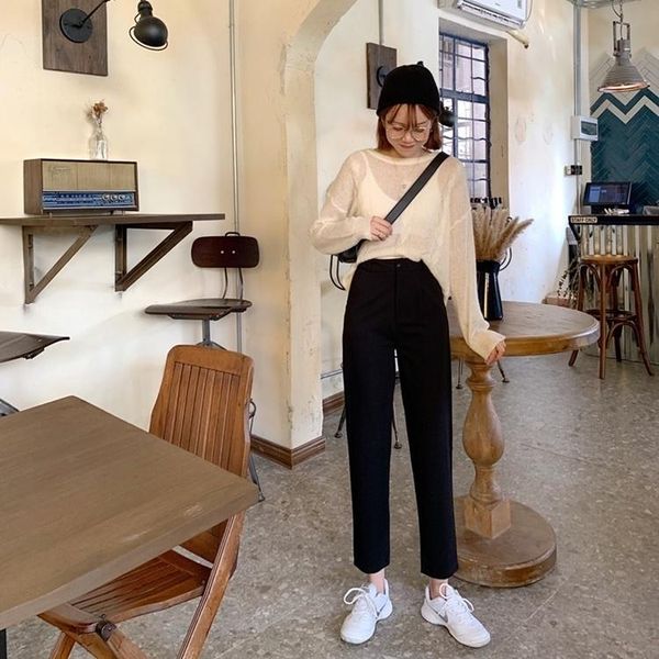 women's pants & capris autumn pure color all-matching cotton cloth, Black;white
women's pants & capris autumn pure color all-matching cotton cloth, Black;white